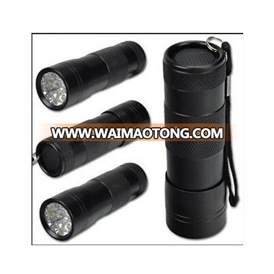 Hot sale aluminum UV flashlight 12led lights OEM with keychain