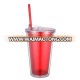 16oz acrylic double wall tumbler cups with straw and diamond inner wall